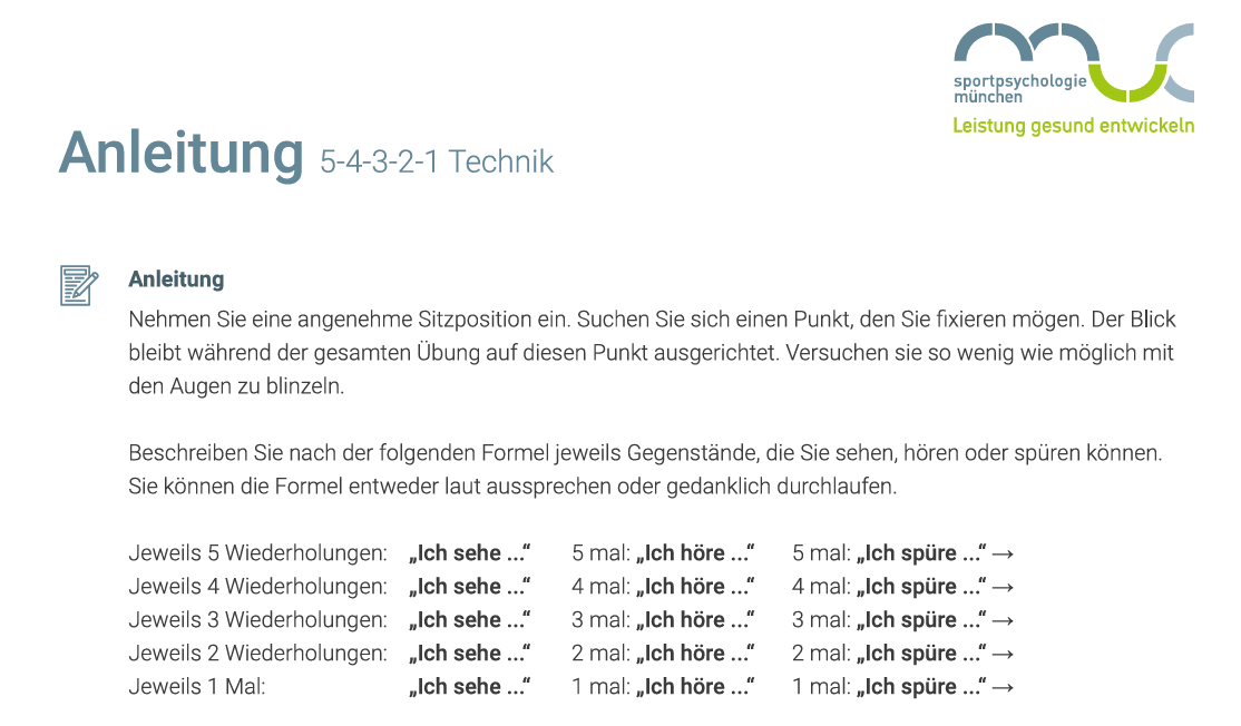 Anleitung // 5-4-3-2-1-Technik // DSV Trainer-B