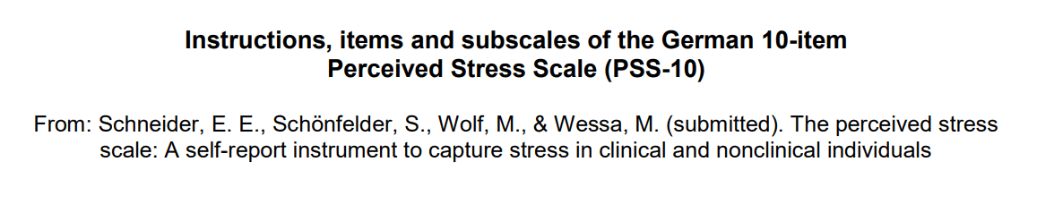 Fragebogen // Perceived Stress Scale (PSS-10)
