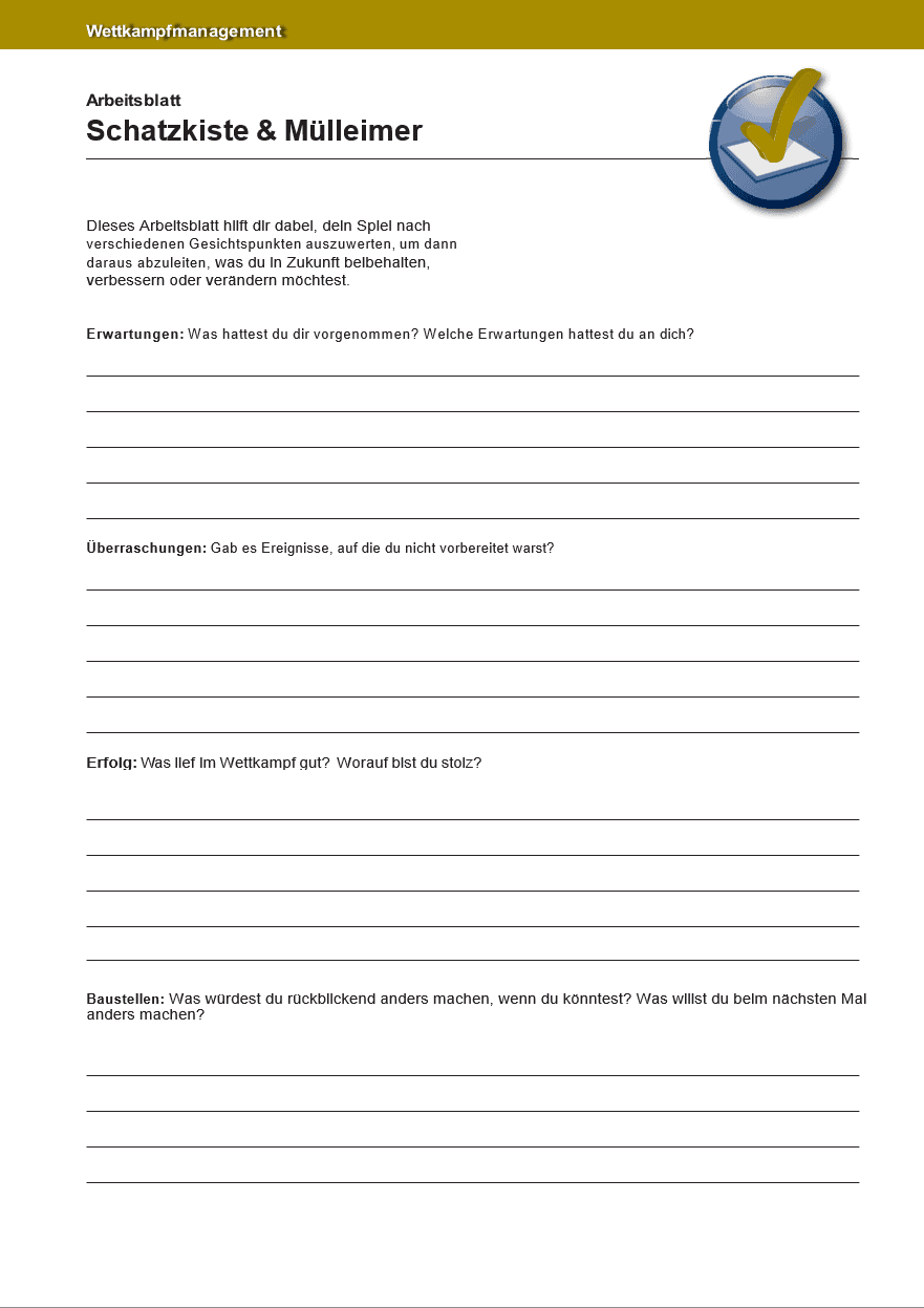 Nach dem Spiel: Die mentale Analyse – Schatzkiste und Mülleimer